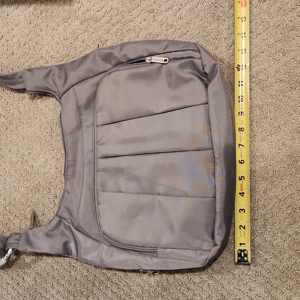 NEW TRAVELON Anti - Theft, Lightweight , Crossbody purse. NEW Grey TRAVEL PURSE - Picture 2 of 9